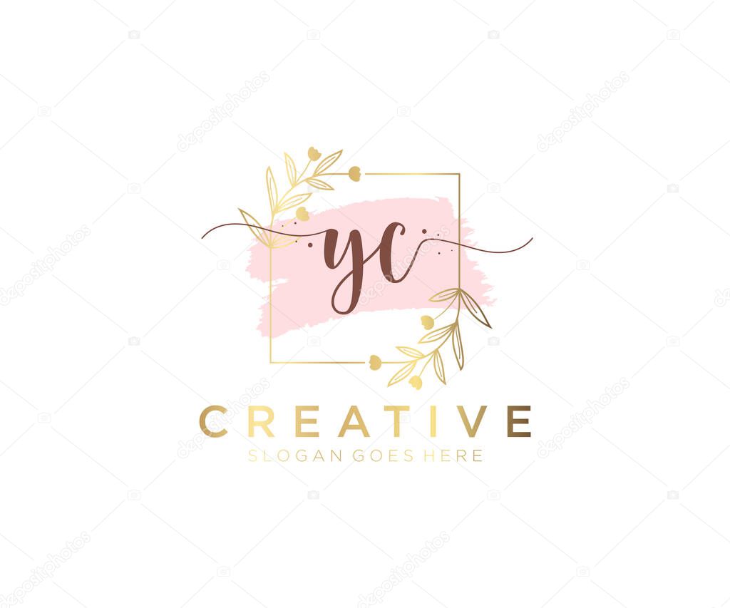 YC feminine logo. Usable for Nature, Salon, Spa, Cosmetic and Beauty Logos. Flat Vector Logo Design Template Element.