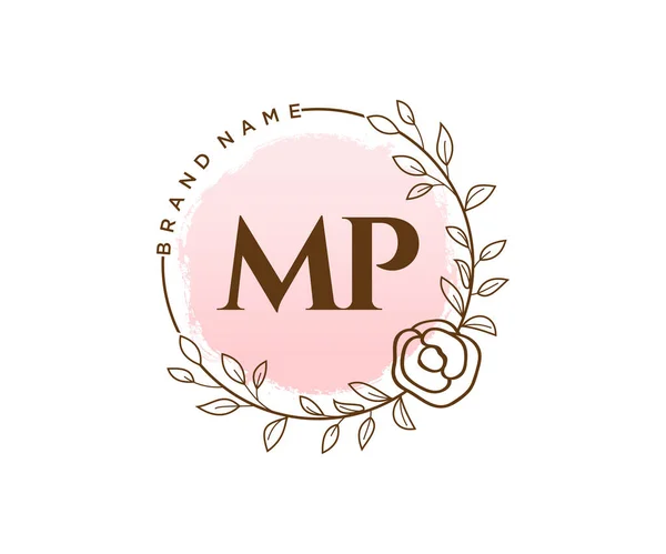 Mp女性标志 适用于自然 化妆品和美容标志 平面矢量标志设计模板元件 — 图库矢量图片