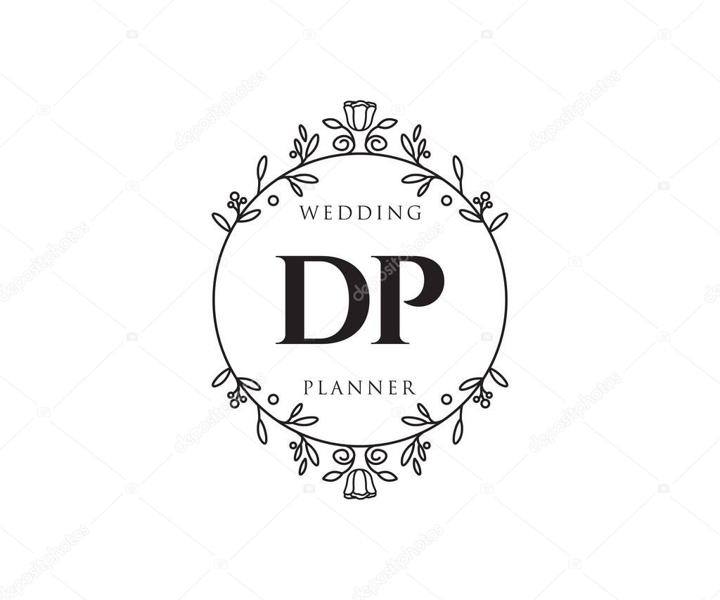 DP Initials letter Wedding monogram logos collection, hand drawn modern minimalistic and floral templates for Invitation cards, Save the Date, elegant identity for restaurant, boutique, cafe in