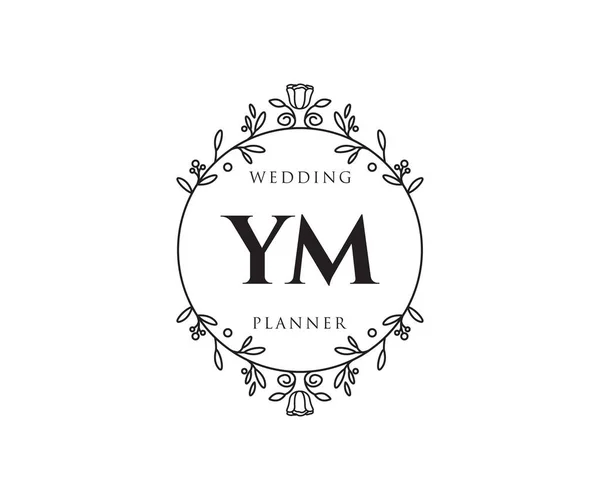 Ymnitials Carta Casamento Monograma Logotipos Coleção Desenhado Mão Modernos Modelos —  Vetores de Stock