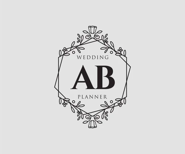 Initialen Brief Hochzeit Monogramm Logos Kollektion Handgezeichnete Moderne Minimalistische Und — Stockvektor