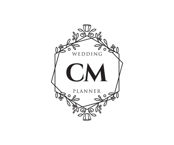 Initialen Brief Bruiloft Monogram Logo Collectie Met Hand Getekend Moderne — Stockvector