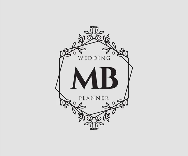 Initialen Brief Hochzeit Monogramm Logos Sammlung Handgezeichnete Moderne Minimalistische Und — Stockvektor