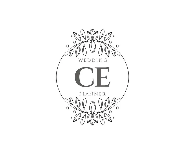 Lettre Ceinitials Collection Logos Monogramme Mariage Dessinés Main Modèles Minimalistes — Image vectorielle