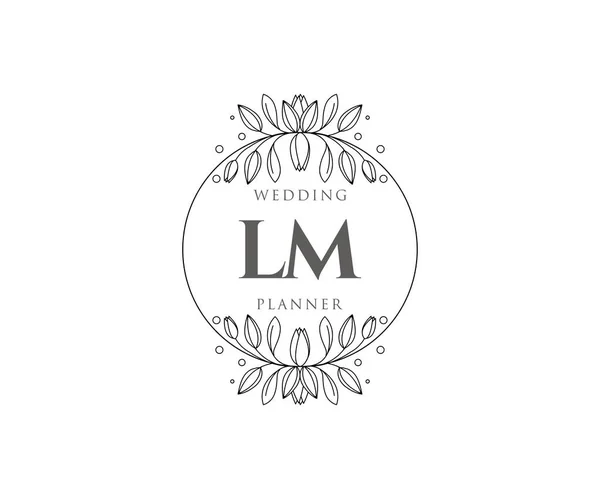 Initialen Brief Hochzeit Monogramm Logos Sammlung Handgezeichnete Moderne Minimalistische Und — Stockvektor