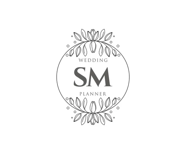 Μονογράμματα Επιστολή Γάμος Συλλογή Λογότυπων Χειροποίητα Μοντέρνα Μινιμαλιστικά Και Floral — Διανυσματικό Αρχείο