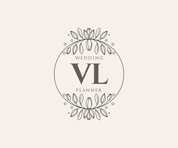 Carta Inicial Boda Colección Logotipos Monograma Dibujado Mano Plantillas Modernas — Vector de stock