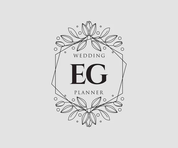 Initialen Brief Hochzeit Monogramm Logos Sammlung Handgezeichnete Moderne Minimalistische Und — Stockvektor