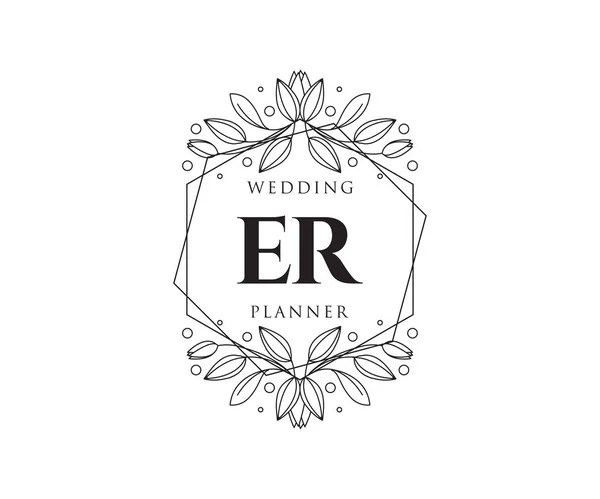 Initialen Brief Hochzeit Monogramm Logos Sammlung Handgezeichnete Moderne Minimalistische Und — Stockvektor