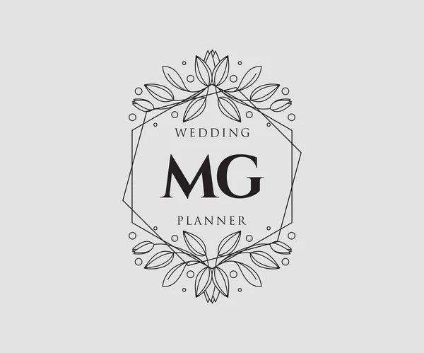 Carta Inicial Boda Colección Logotipos Monograma Dibujado Mano Plantillas Minimalistas — Vector de stock