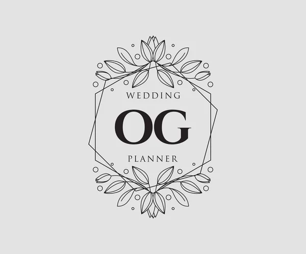 Carta Inicial Boda Colección Logotipos Monograma Dibujado Mano Plantillas Modernas — Vector de stock