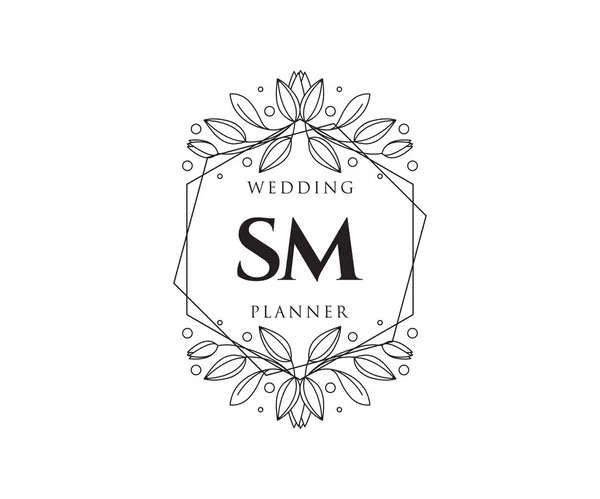 Initiales Lettre Mariage Monogramme Logos Collection Dessiné Main Modèles Minimalistes — Image vectorielle