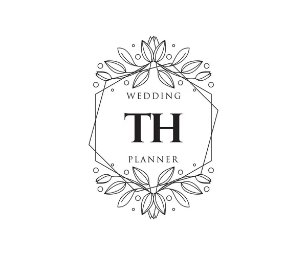 Initialen Brief Hochzeit Monogramm Logos Sammlung Handgezeichnete Moderne Minimalistische Und — Stockvektor