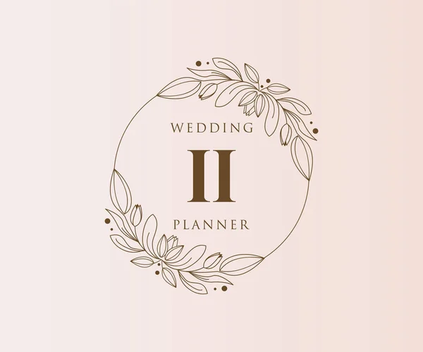 Ініціали Літеру Wedding Monogram Logos Collection Вручну Малювали Мінімалістичні Квіткові — стоковий вектор