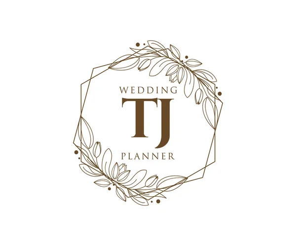 Carta Inicial Boda Colección Logotipos Monograma Dibujado Mano Plantillas Modernas — Vector de stock