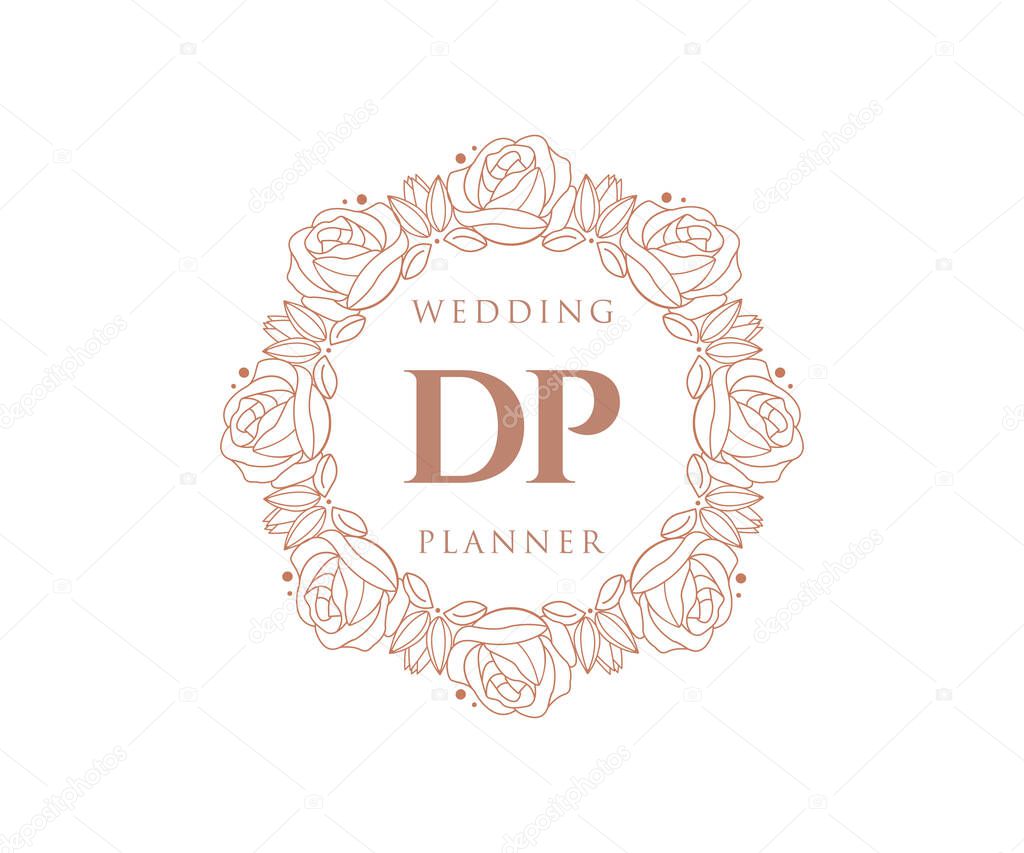 DP Initials letter Wedding monogram logos collection, hand drawn modern minimalistic and floral templates for Invitation cards, Save the Date, elegant identity for restaurant, boutique, cafe in