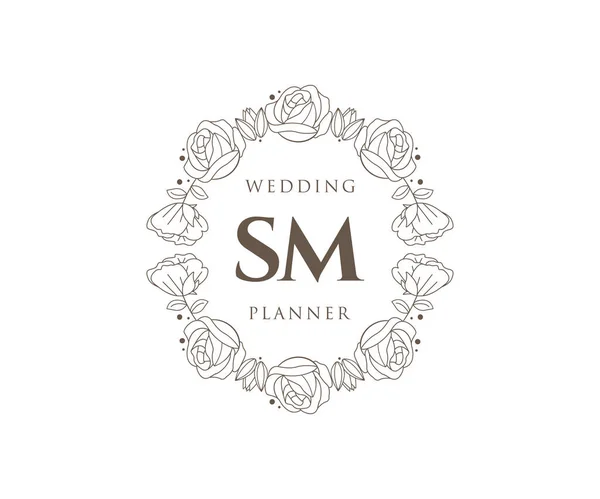 Initialen Brief Hochzeit Monogramm Logos Sammlung Handgezeichnete Moderne Minimalistische Und — Stockvektor