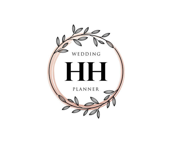 HH Initials letter Wedding monogram logos collection, hand drawn modern minimalistic and floral templates for Invitation cards, Save the Date, elegant identity for restaurant, boutique, cafe in