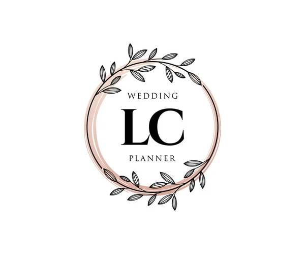 Wedding Monogram Logos Collection Hand Draw Modern Minminomalistic Floral Template — 스톡 벡터