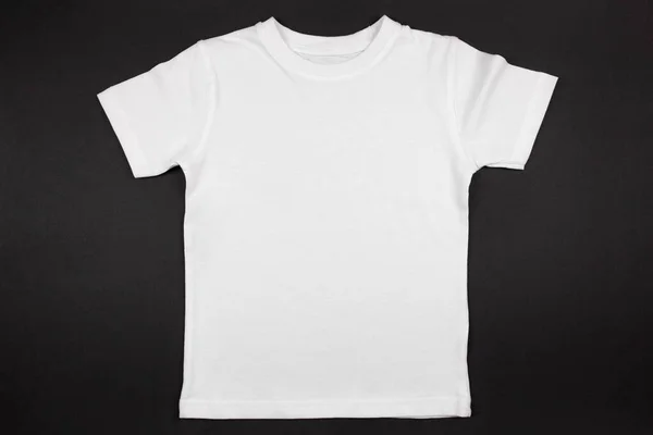 Białe Kobiety Bawełniane Koszulka Makieta Czarnym Tle Zaprojektuj Wzór Koszulki — Zdjęcie stockowe