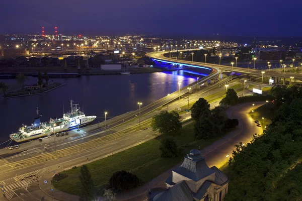 Szczecin (Stettin) Cidade à noite, Polónia . — Fotografia de Stock