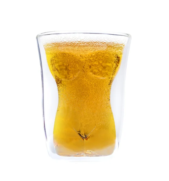 Beer in woman shape glass. — Stock Photo, Image