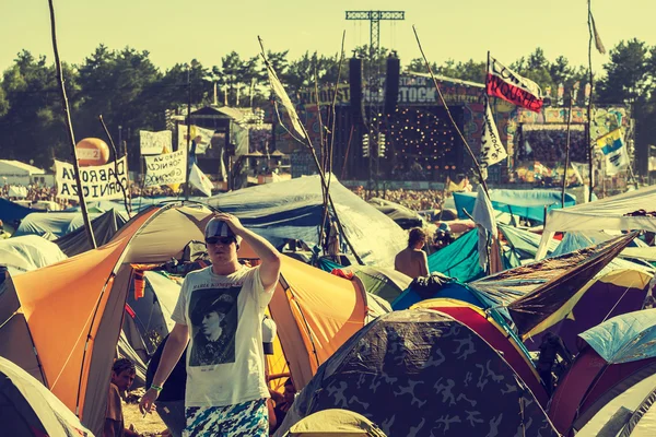 Przystanek Woodstock (Festival Woodstock), el mayor festival de música rock al aire libre de verano de Europa — Foto de Stock
