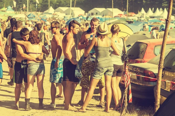 Przystanek woodstock (Woodstock-Festival), größtes Sommer-Open-Air-Rockmusikfestival in Europa. — Stockfoto