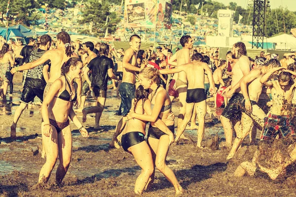 Przystanek Woodstock (Woodstock Festival), maior festival de música rock ao ar livre de verão na Europa . — Fotografia de Stock