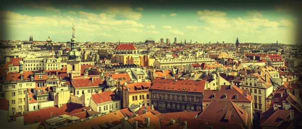 Vintage retro style panoramic image of Prague, Czech Republic — Stock Photo, Image