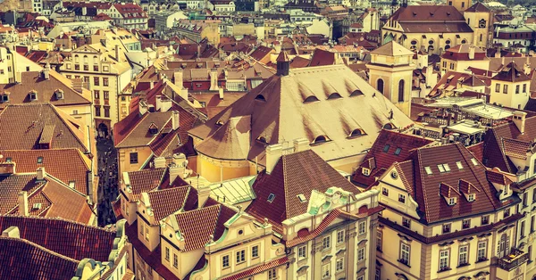 Roofs of Prague, Czech Republic, vintage retro style. — Stock Photo, Image