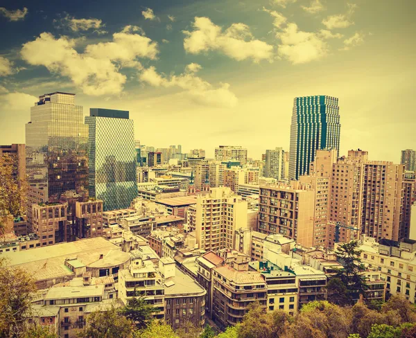 Santiago de Chili skyline, vintage retro stijl. — Stockfoto