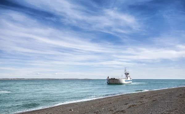 Sea background with boat. — Stock Photo, Image