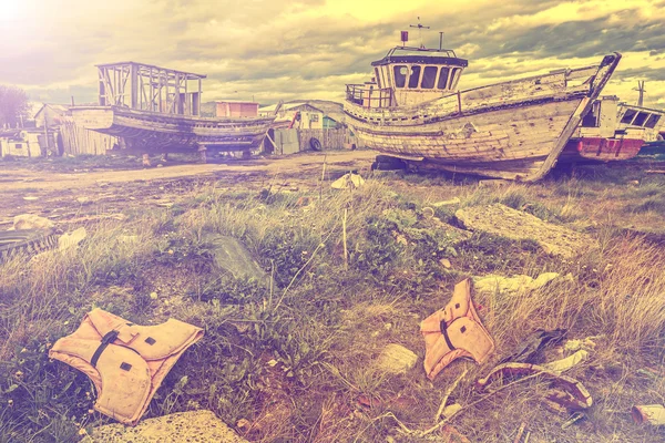 Old Boat Scrap Yard stile vintage — Foto Stock