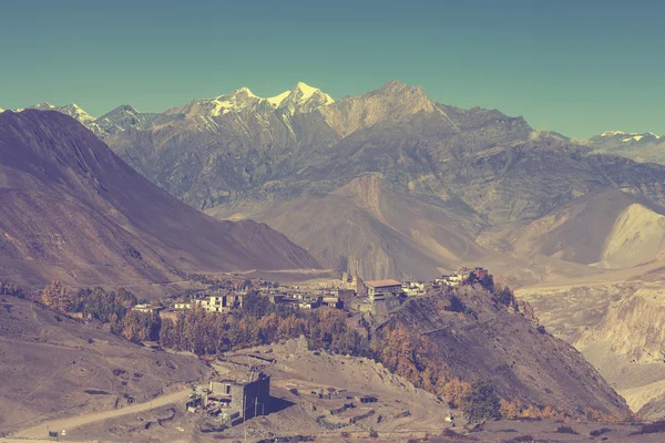 Güzel vintage dağ manzarası, Nepal Himalayalar. — 스톡 사진