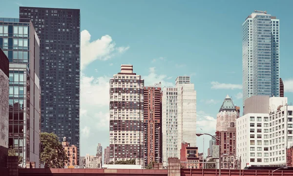 Manhattan Stadsgezicht Een Zonnige Zomerdag Kleur Toning Toegepast Usa — Stockfoto
