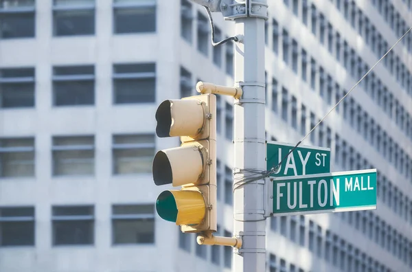 Traffic Lights Road Signs Jay Fulton Street Color Toning Applied — Stock Photo, Image
