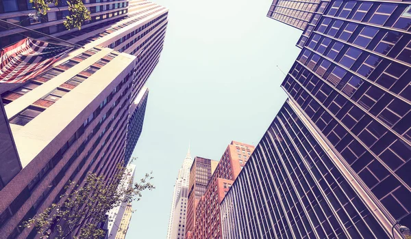 Retro Toned Picture Manhattan Skyscrapers New York City Usa — Stock Photo, Image