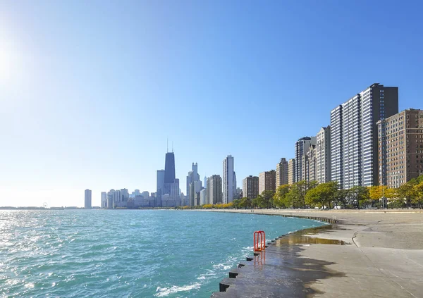 Soluppgång Vid Michigan Lakefront Trail Chicago City Illinois Usa — Stockfoto