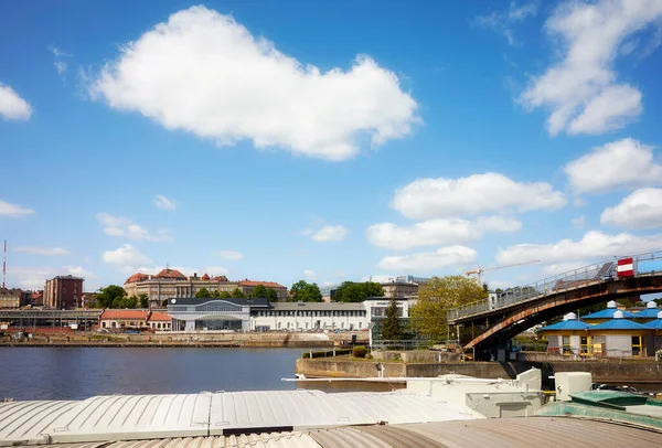 Szczecin Principal Estação Ferroviária Outro Lado Rio Odra Polônia — Fotografia de Stock