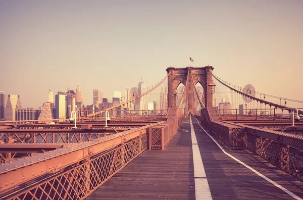 Brooklyn Bridge Retro Colors New York City Usa — Fotografia de Stock