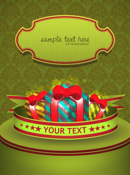 Gift set with a badge for the text — Stock Vector