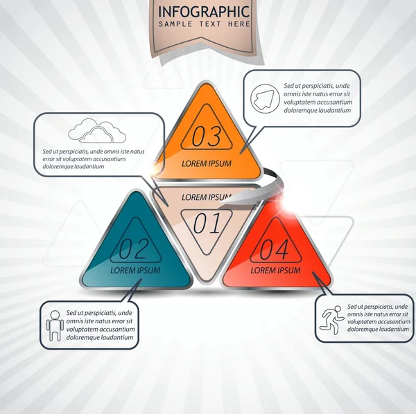 Infográficos como triângulos, quatro - opções — Vetor de Stock