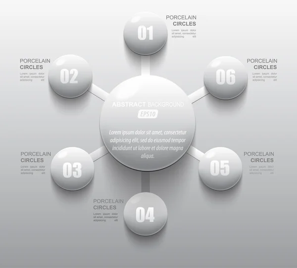 Cercles de porcelaine blanche infographie de vos données — Image vectorielle