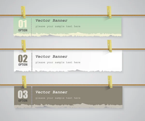 Velho papel rasgado, um conjunto de banners vetoriais — Vetor de Stock