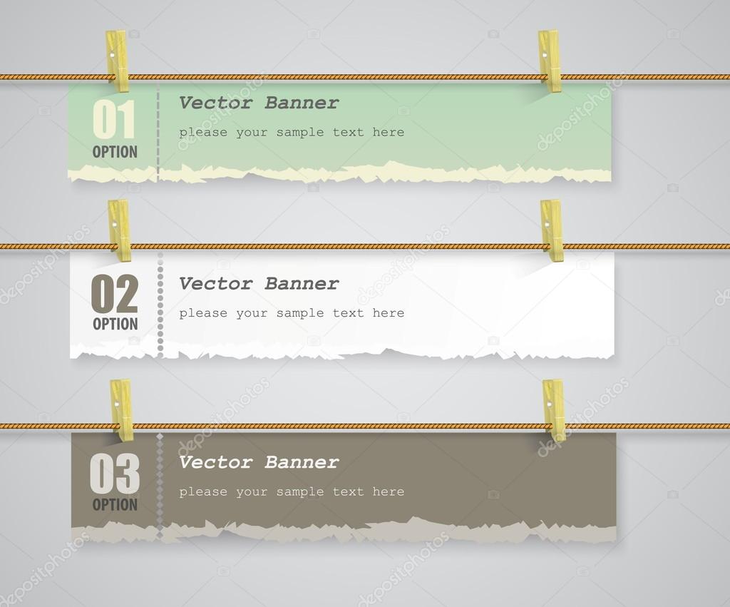 Old torn paper, a set of vector banners