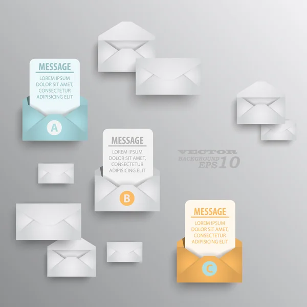 Enveloppes en papier avec messages — Image vectorielle
