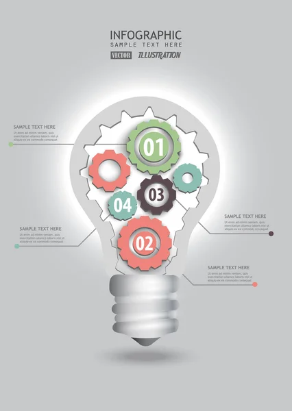 Lightbulb components of ideas — Stock Vector