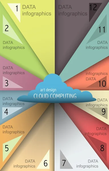 Template cloud computing per i dati — Vettoriale Stock