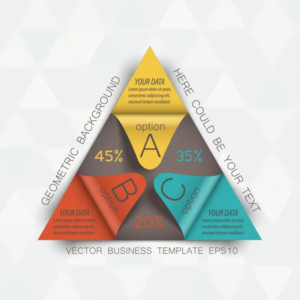 Infografica dati modello triangolo — Vettoriale Stock